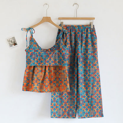 Boho Floral Tie Strap Pajama Set