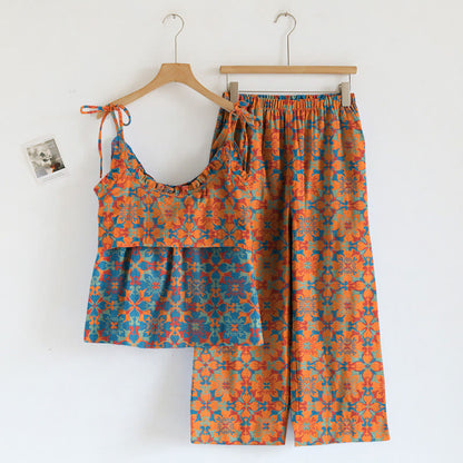 Boho Floral Tie Strap Pajama Set