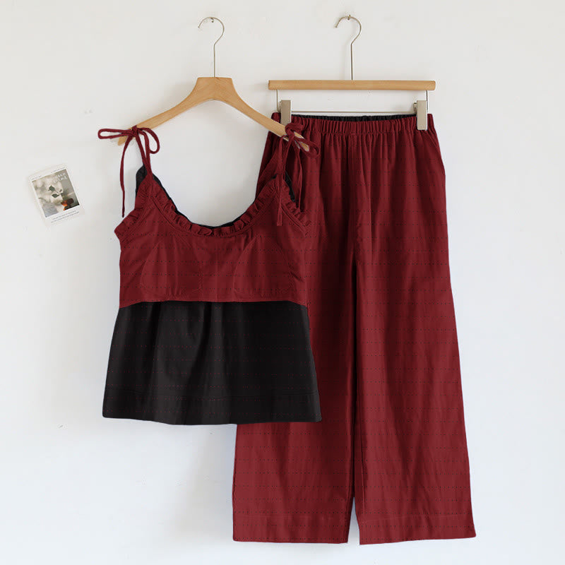Textured Solid Color Cami & Pants Lounge Set