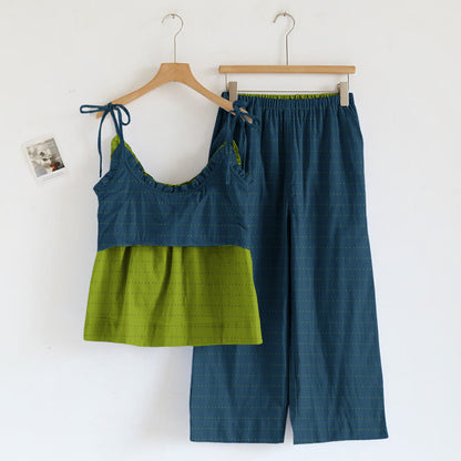Textured Solid Color Cami & Pants Lounge Set
