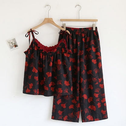 Golden Ginkgo Leaf Cami Pajama Set