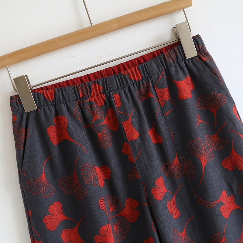 Golden Ginkgo Leaf Cami Pajama Set