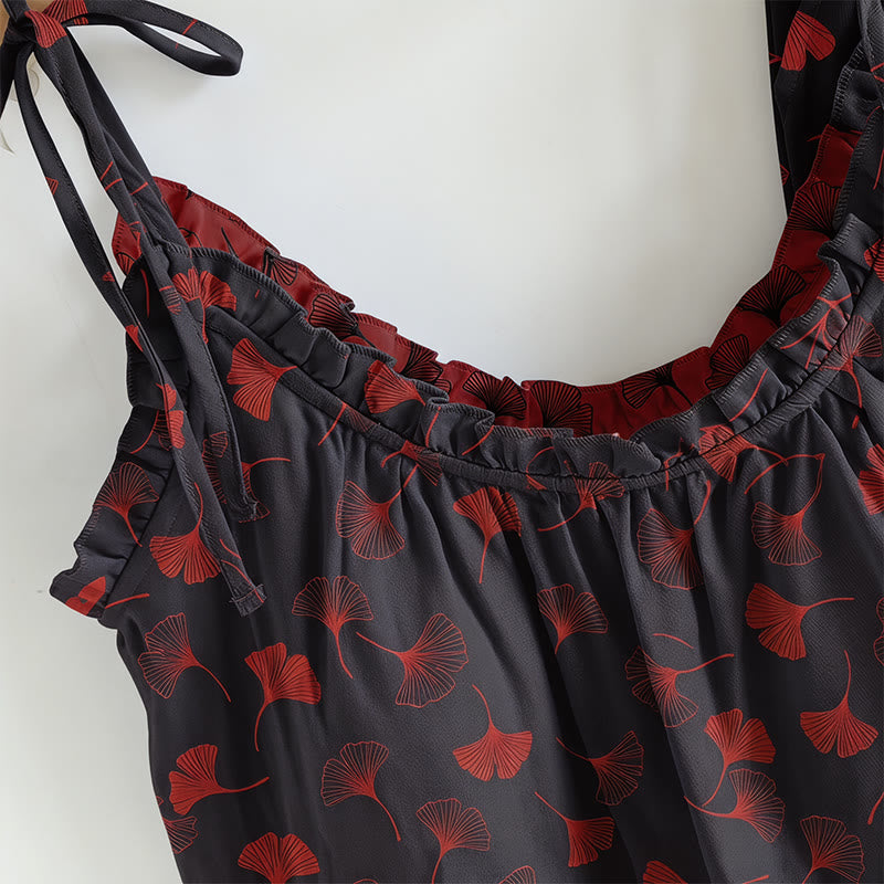 Golden Ginkgo Leaf Cami Pajama Set