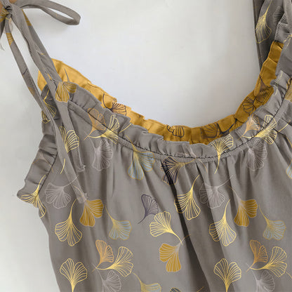 Golden Ginkgo Leaf Cami Pajama Set