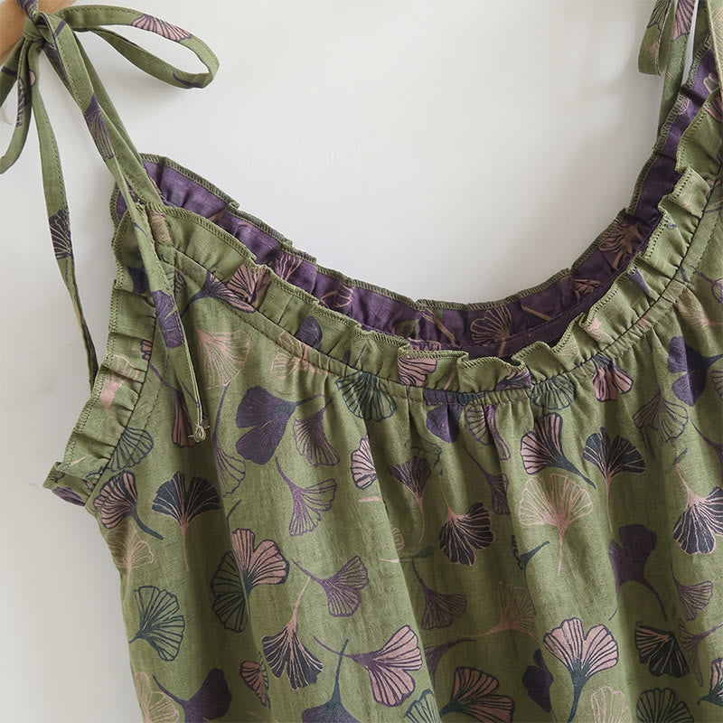 Golden Ginkgo Leaf Cami Pajama Set