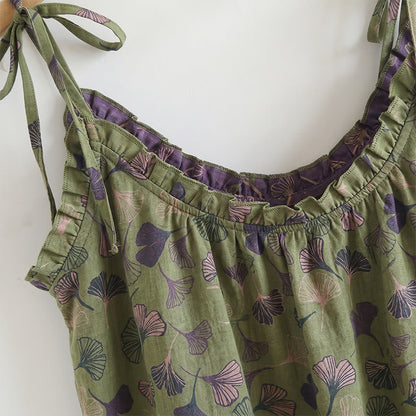 Golden Ginkgo Leaf Cami Pajama Set