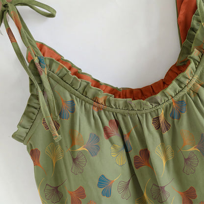 Golden Ginkgo Leaf Cami Pajama Set