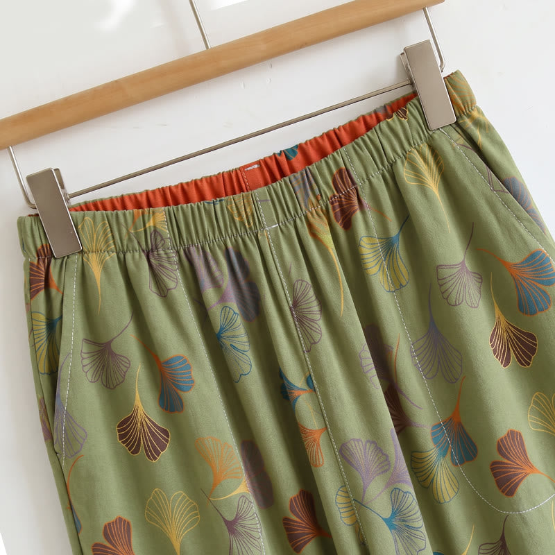 Golden Ginkgo Leaf Cami Pajama Set
