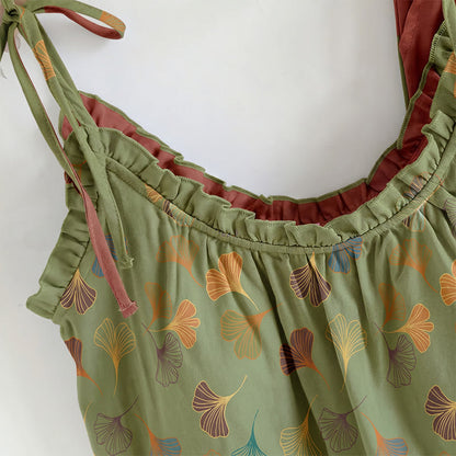 Golden Ginkgo Leaf Cami Pajama Set
