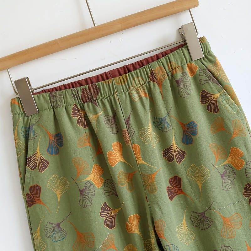 Golden Ginkgo Leaf Cami Pajama Set