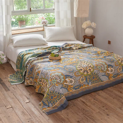 Double-Sided Artistic Paisley Muslin Blanket Quilt