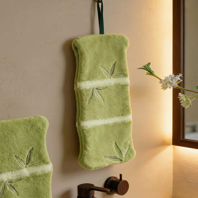 Bamboo Leaf Coral Fleece Hand Towel