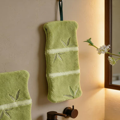 Bamboo Leaf Coral Fleece Hand Towel