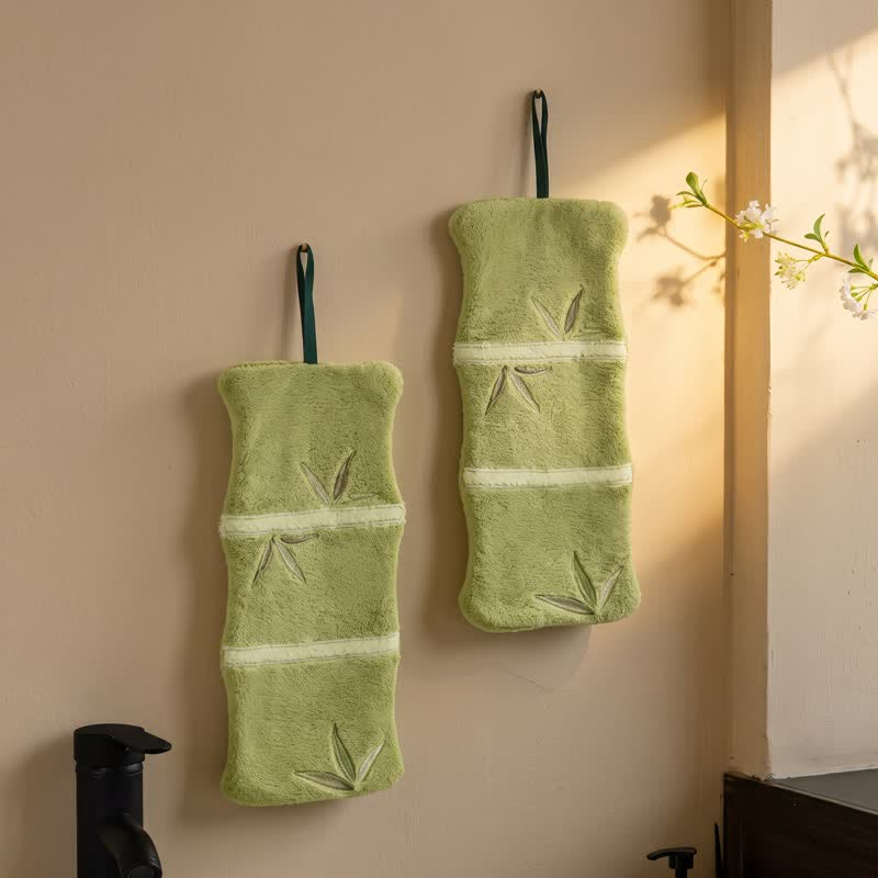 Bamboo Leaf Coral Fleece Hand Towel