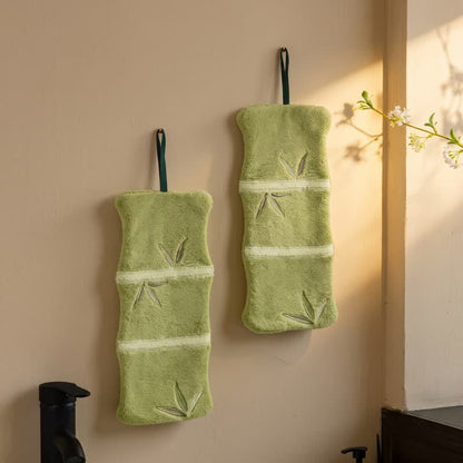 Bamboo Leaf Coral Fleece Hand Towel