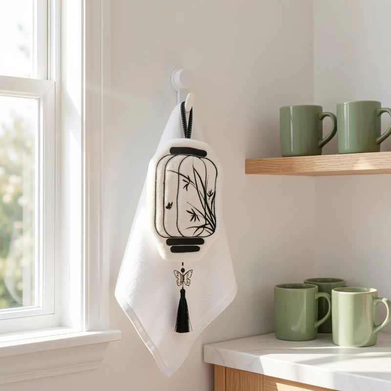 Vintage Bamboo Lantern Hanging Hand Towel