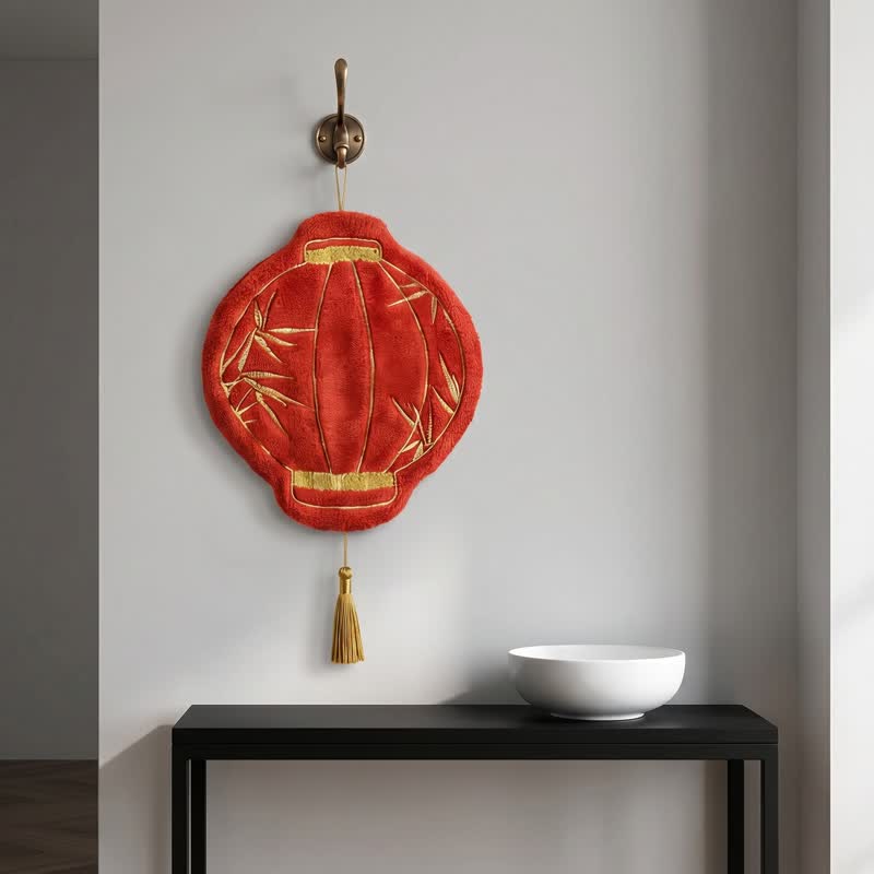 Lunar Red Bamboo Coral Fleece Hand Towel