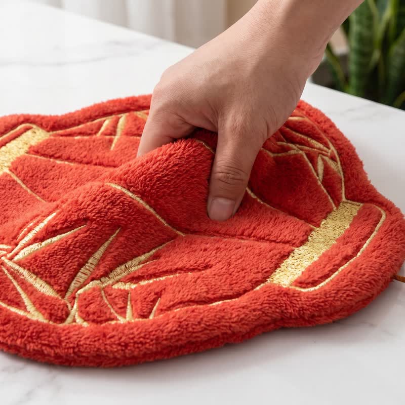 Lunar Red Bamboo Coral Fleece Hand Towel