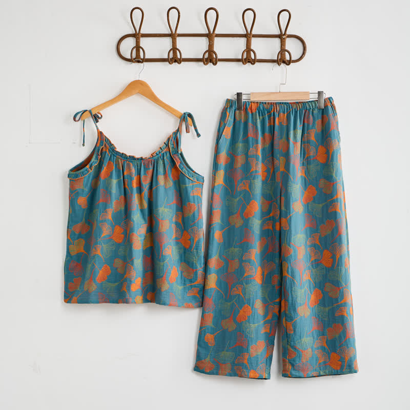 Ginkgo Leaf Cami Top & Pants Pajama Set