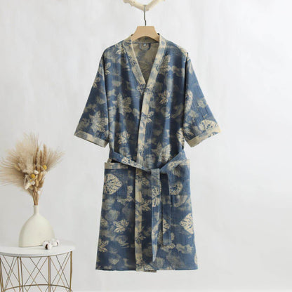 Maple Leaf Cotton Gauze Kimono Bathrobe