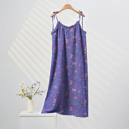 Butterfly Print Tie Strap Lounge Maxi Dress