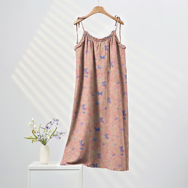 Butterfly Print Tie Strap Lounge Maxi Dress