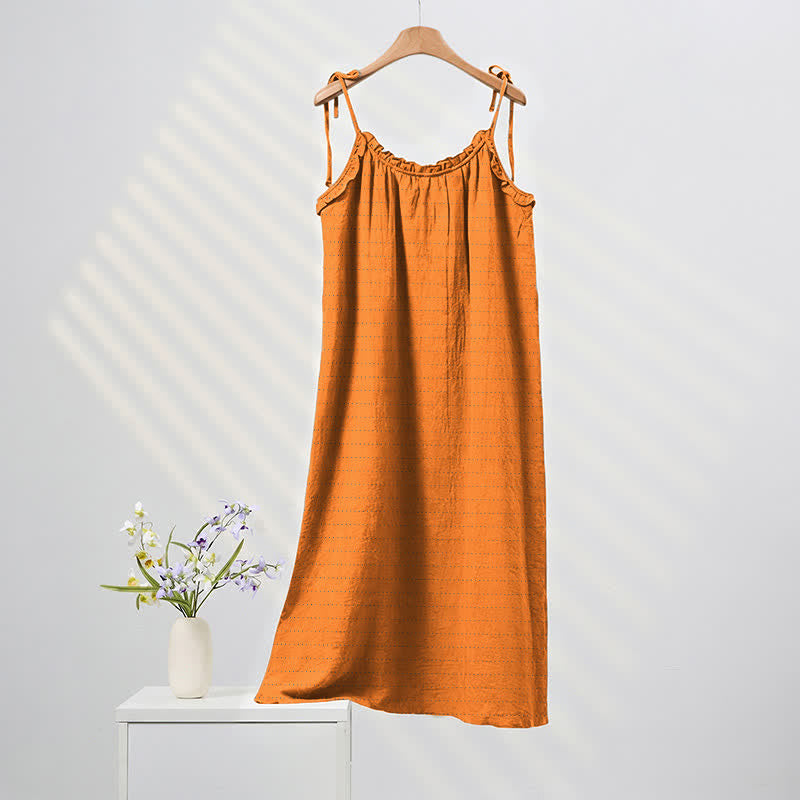 Sunwashed Solid Color Tie Strap Lounge Dress