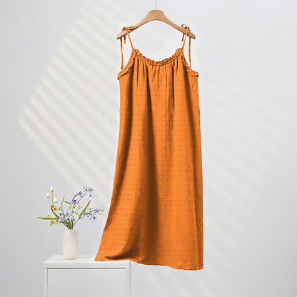 Sunwashed Solid Color Tie Strap Lounge Dress