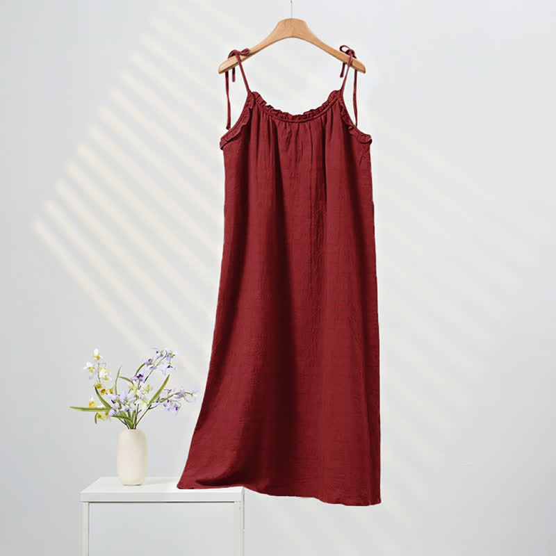 Sunwashed Solid Color Tie Strap Lounge Dress