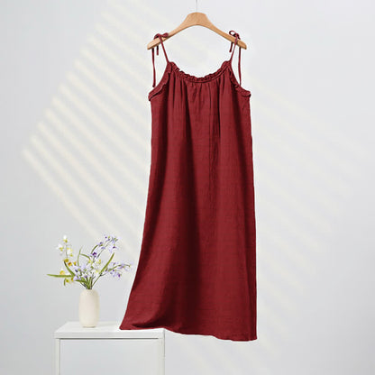Sunwashed Solid Color Tie Strap Lounge Dress