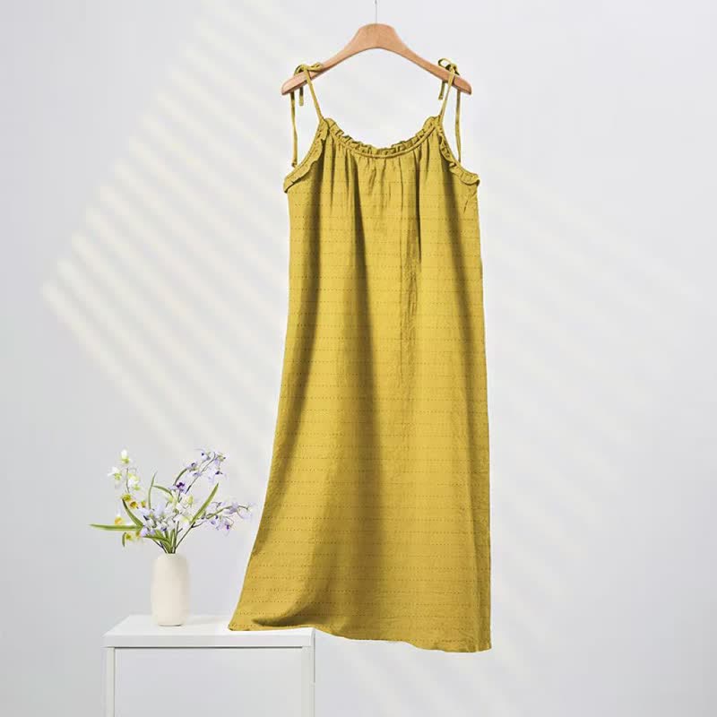 Sunwashed Solid Color Tie Strap Lounge Dress