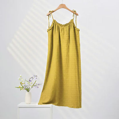 Sunwashed Solid Color Tie Strap Lounge Dress