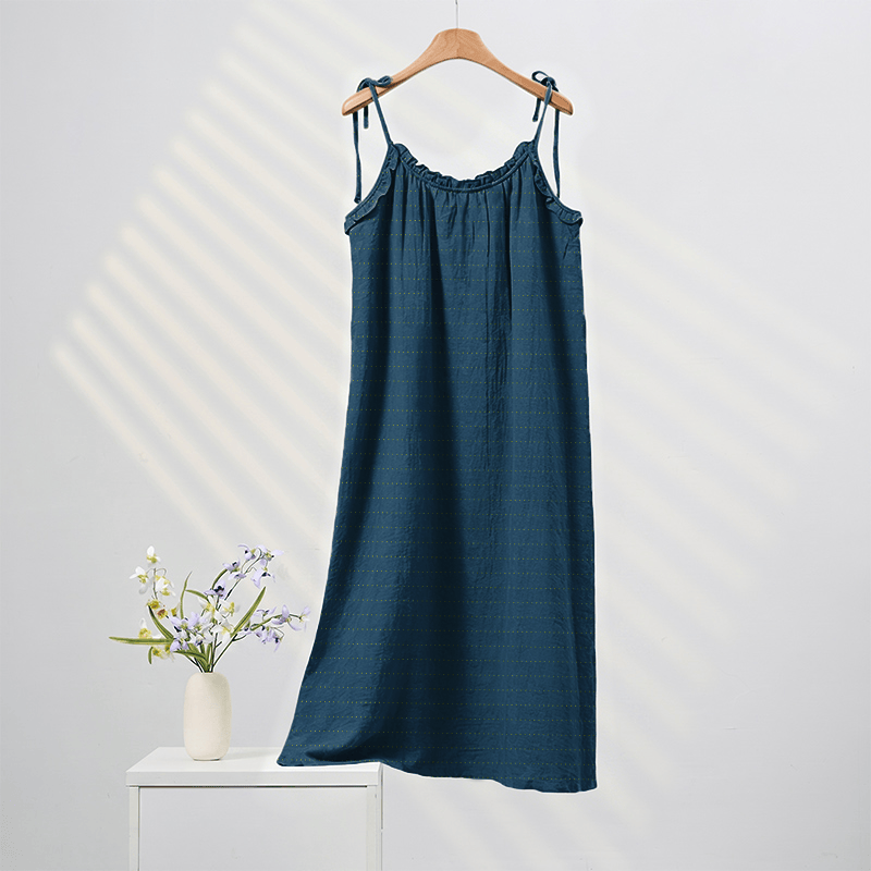 Sunwashed Solid Color Tie Strap Lounge Dress