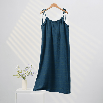 Sunwashed Solid Color Tie Strap Lounge Dress