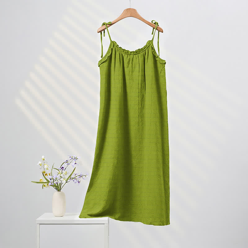 Sunwashed Solid Color Tie Strap Lounge Dress