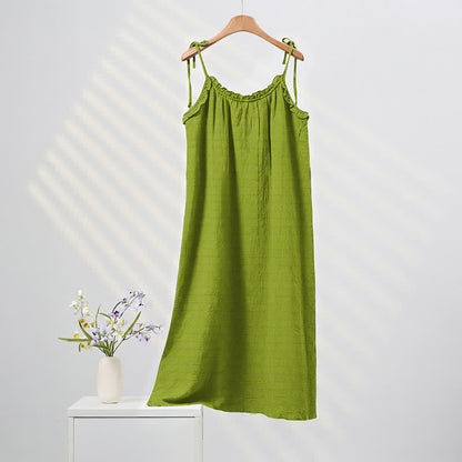 Sunwashed Solid Color Tie Strap Lounge Dress