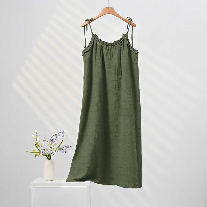 Sunwashed Solid Color Tie Strap Lounge Dress