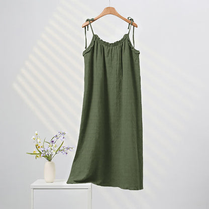 Sunwashed Solid Color Tie Strap Lounge Dress