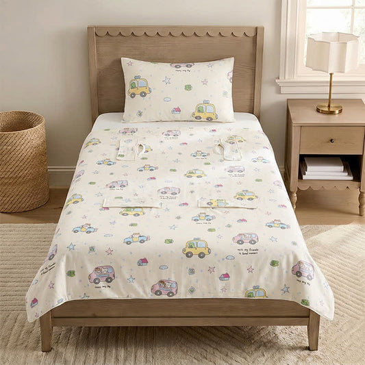 Cotton Gauze Little Cars Kick-Proof Baby Quilt