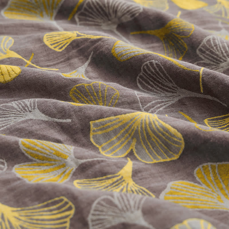 Large Ginkgo Leaf Cotton Jacquard Fabric