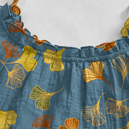 Ginkgo Leaf Tie Strap Lounge NightDress