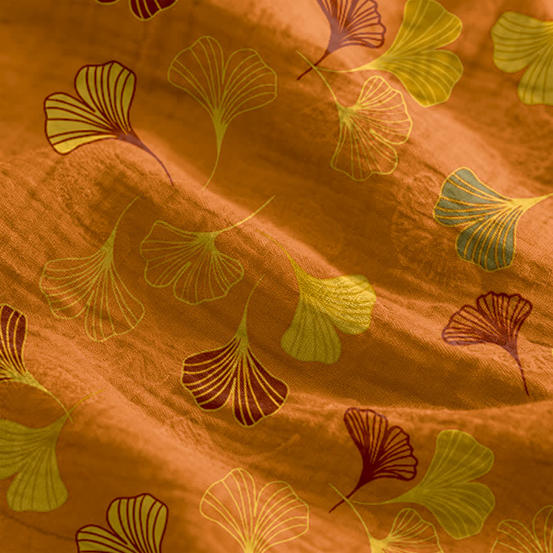Ginkgo Leaf Tie Strap Lounge Nightgown