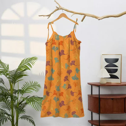 Ginkgo Leaf Tie Strap Lounge NightDress