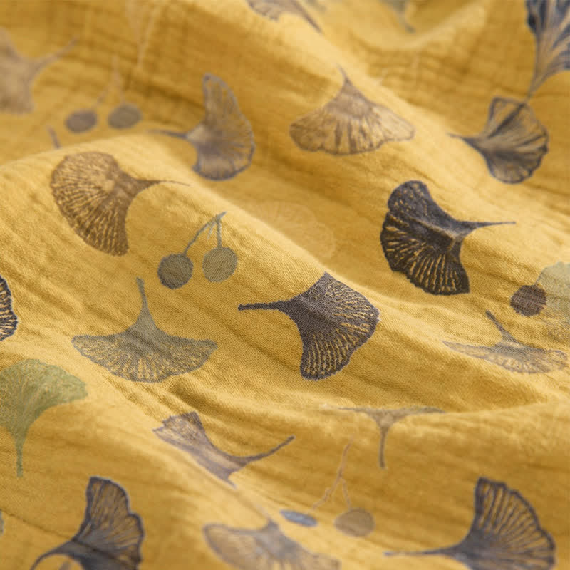 Ginkgo Leaf Tie Strap Lounge Nightgown
