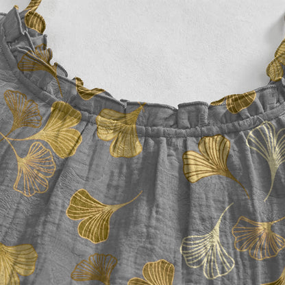 Ginkgo Leaf Tie Strap Lounge NightDress
