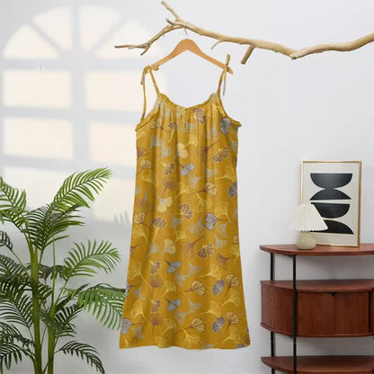 Ginkgo Leaf Tie Strap Lounge NightDress