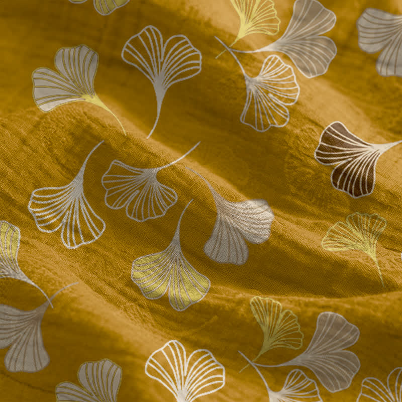 Ginkgo Leaf Tie Strap Lounge Nightgown
