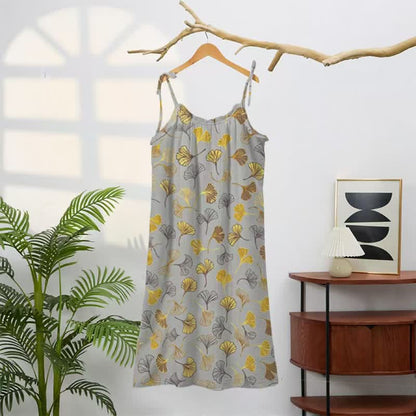 Ginkgo Leaf Tie Strap Lounge NightDress
