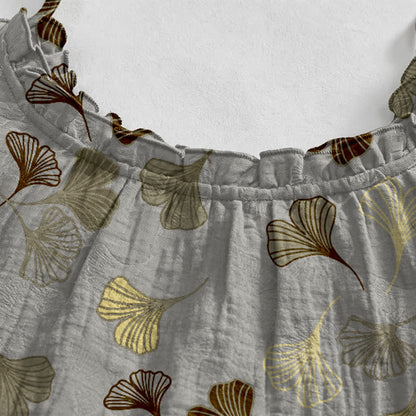 Ginkgo Leaf Tie Strap Lounge Nightgown