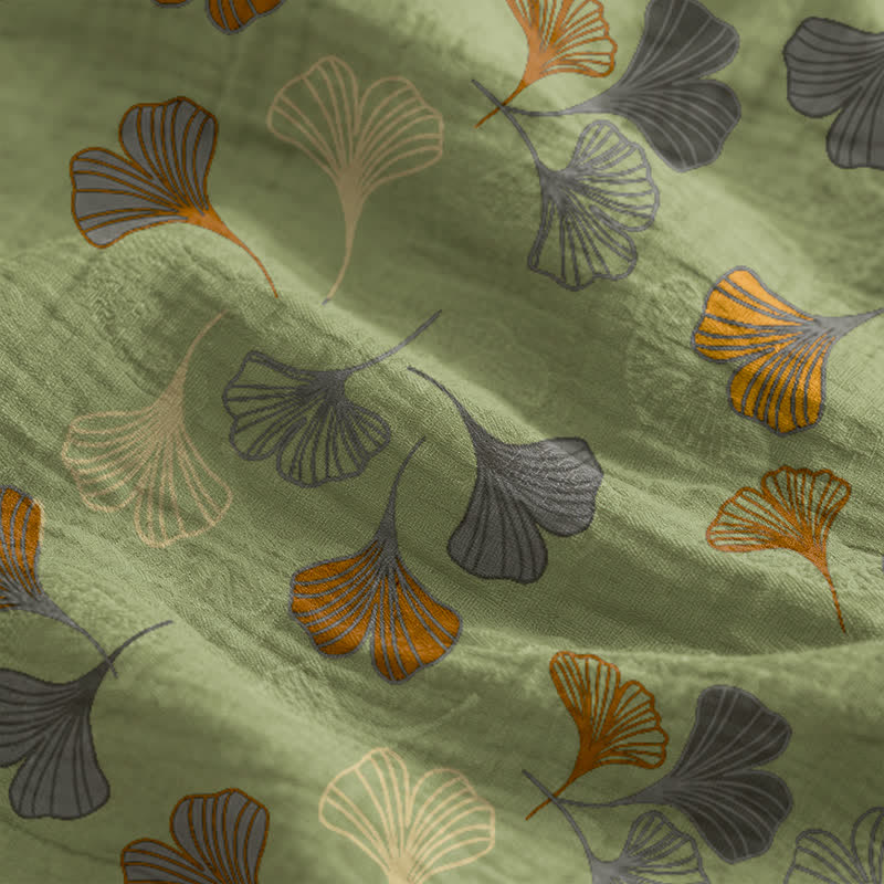 Ginkgo Leaf Tie Strap Lounge Nightgown